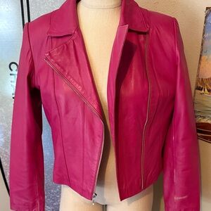 Vibrant Fuchsia Leather Jacket for Women